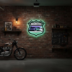 “Seattle Seahawks” LED-Metallschild - Spielzimmer Wandkunst, Football Dekor Bild 9