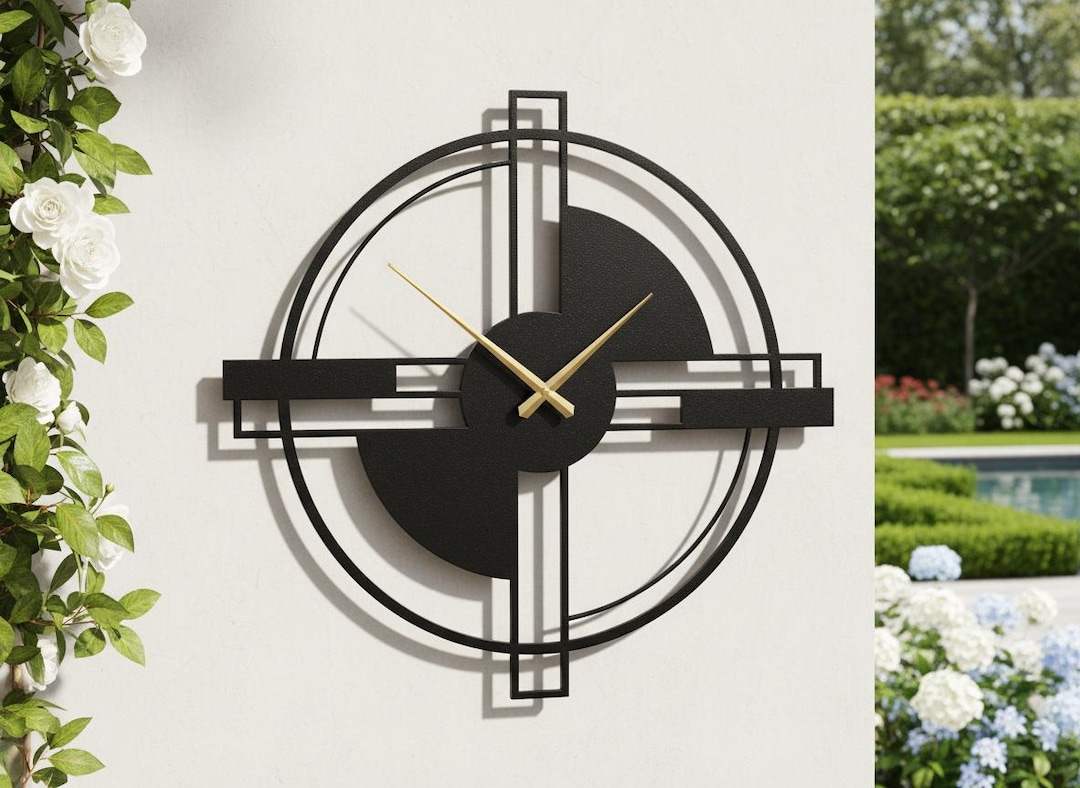 Modern Metal Wall Clock - Large Minimalist Design - Contemporary Living ...