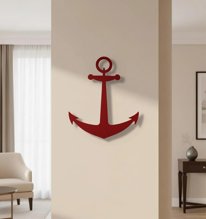 Nautical Anchor Metal Wall Decor | Ship Anchor Wall Art | Marine Coastal Home Decor | Sailor Gift | Modern Beach House Decoration image 20