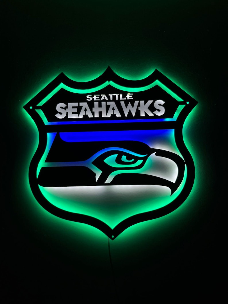“Seattle Seahawks” LED-Metallschild - Spielzimmer Wandkunst, Football Dekor Bild 20