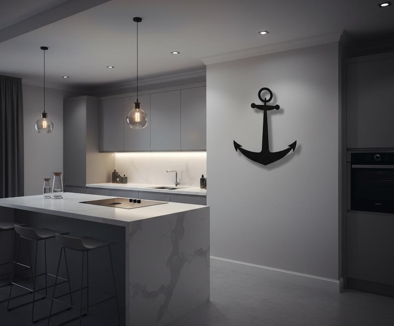 Nautical Anchor Metal Wall Decor | Ship Anchor Wall Art | Marine Coastal Home Decor | Sailor Gift | Modern Beach House Decoration image 5