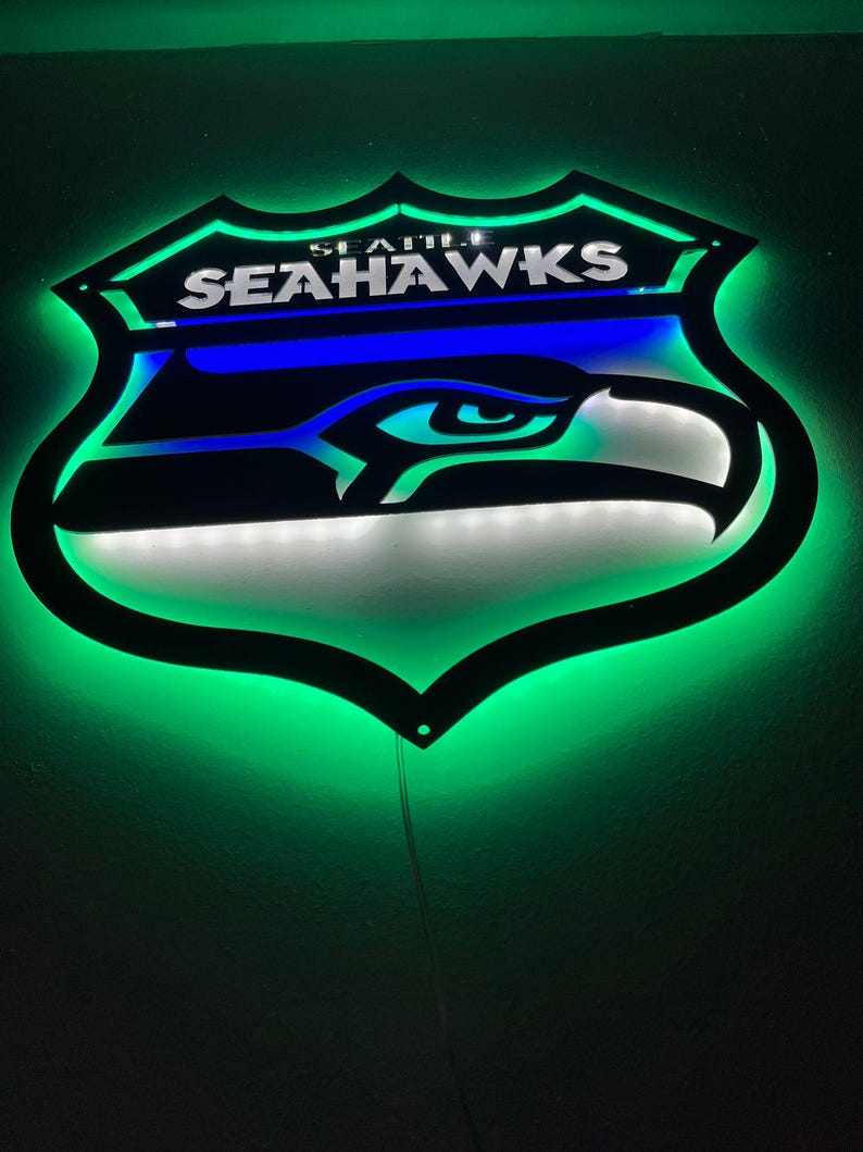 “Seattle Seahawks” LED-Metallschild - Spielzimmer Wandkunst, Football Dekor Bild 18