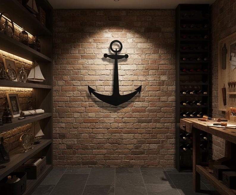 Nautical Anchor Metal Wall Decor | Ship Anchor Wall Art | Marine Coastal Home Decor | Sailor Gift | Modern Beach House Decoration image 1