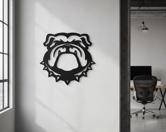 English Bulldog Metal Wall Decor - Modern Pet Lover Gift - Large Dog Silhouette Art Sign