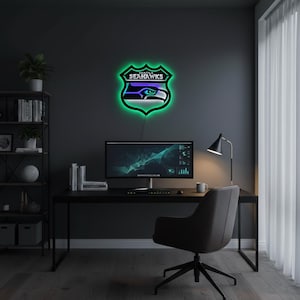 “Seattle Seahawks” LED-Metallschild - Spielzimmer Wandkunst, Football Dekor Bild 13