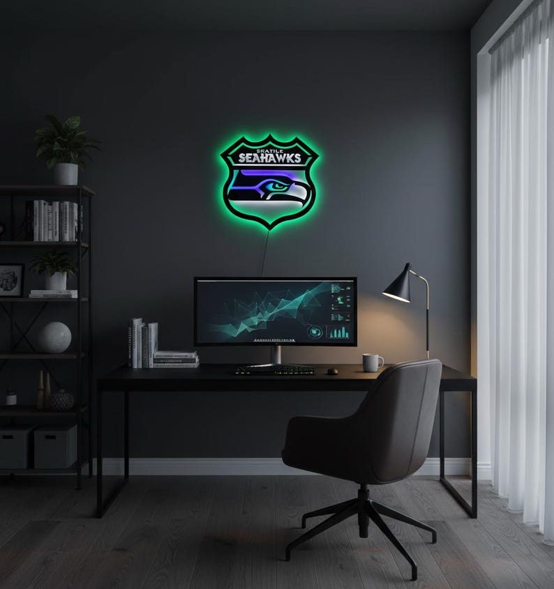 “Seattle Seahawks” LED-Metallschild - Spielzimmer Wandkunst, Football Dekor Bild 13