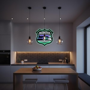 “Seattle Seahawks” LED-Metallschild - Spielzimmer Wandkunst, Football Dekor Bild 11