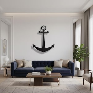 Nautical Anchor Metal Wall Decor | Ship Anchor Wall Art | Marine Coastal Home Decor | Sailor Gift | Modern Beach House Decoration image 11