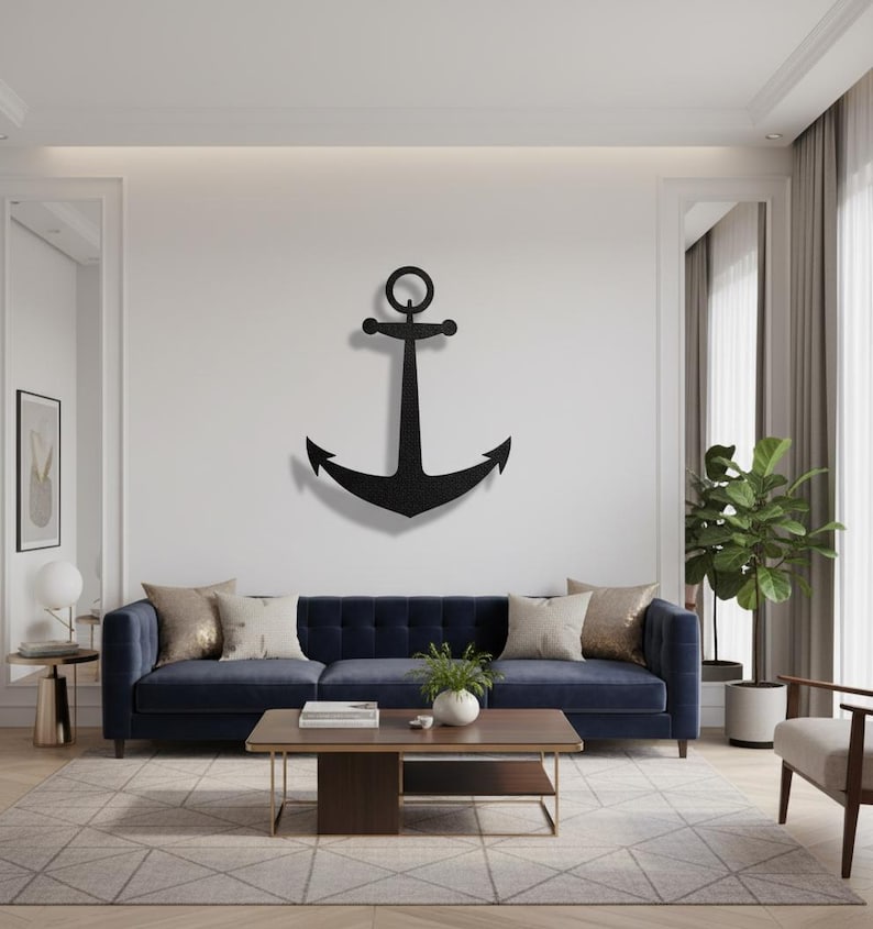 Nautical Anchor Metal Wall Decor | Ship Anchor Wall Art | Marine Coastal Home Decor | Sailor Gift | Modern Beach House Decoration image 11