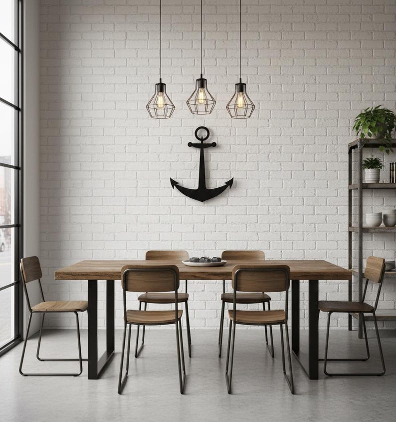 Nautical Anchor Metal Wall Decor | Ship Anchor Wall Art | Marine Coastal Home Decor | Sailor Gift | Modern Beach House Decoration image 9