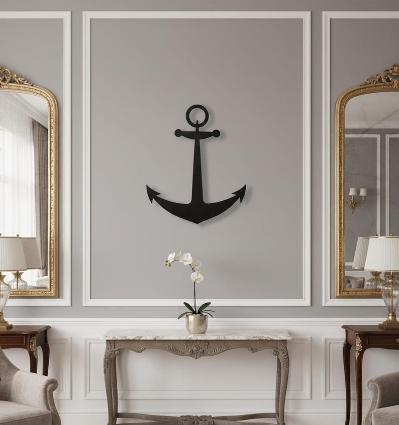 Nautical Anchor Metal Wall Decor | Ship Anchor Wall Art | Marine Coastal Home Decor | Sailor Gift | Modern Beach House Decoration image 8