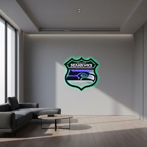 “Seattle Seahawks” LED-Metallschild - Spielzimmer Wandkunst, Football Dekor Bild 14