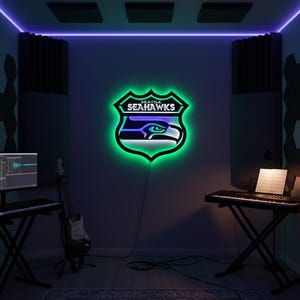 “Seattle Seahawks” LED-Metallschild - Spielzimmer Wandkunst, Football Dekor Bild 12