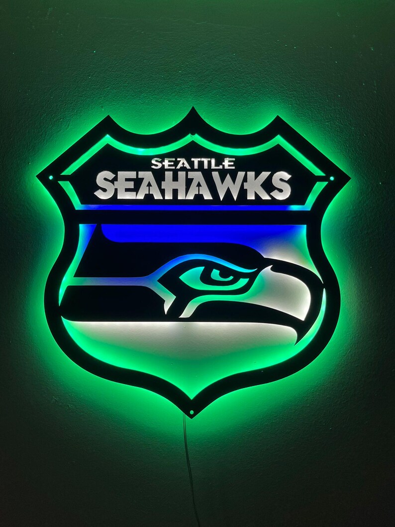 “Seattle Seahawks” LED-Metallschild - Spielzimmer Wandkunst, Football Dekor Bild 19