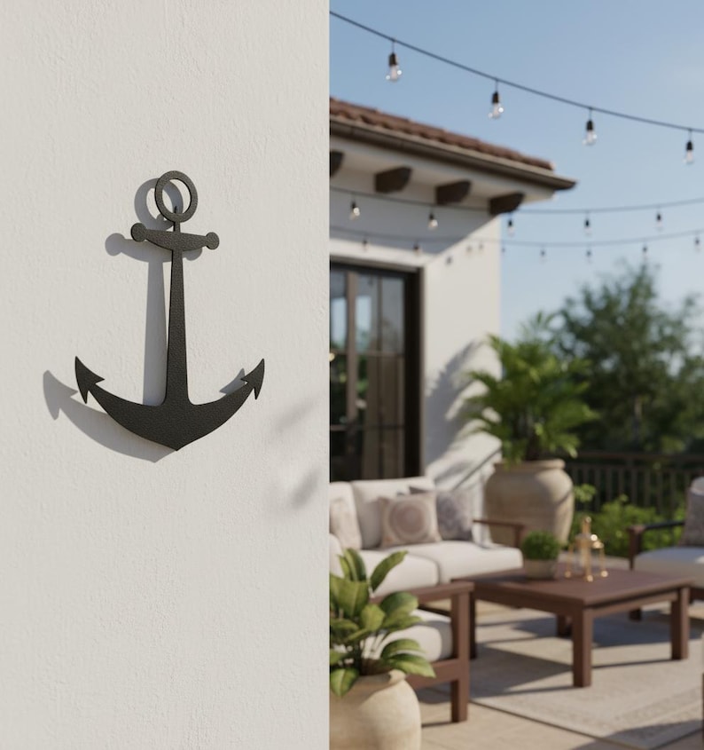 Nautical Anchor Metal Wall Decor | Ship Anchor Wall Art | Marine Coastal Home Decor | Sailor Gift | Modern Beach House Decoration image 7