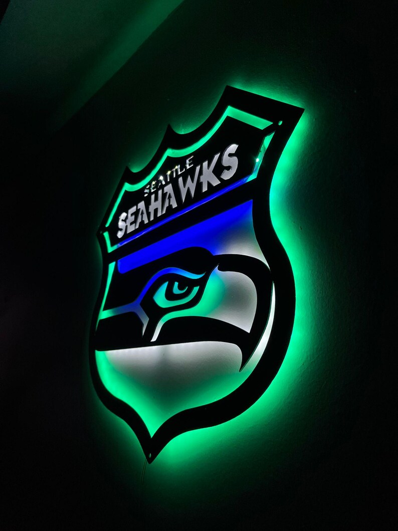 “Seattle Seahawks” LED-Metallschild - Spielzimmer Wandkunst, Football Dekor Bild 17