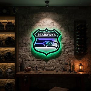 “Seattle Seahawks” LED-Metallschild - Spielzimmer Wandkunst, Football Dekor Bild 10