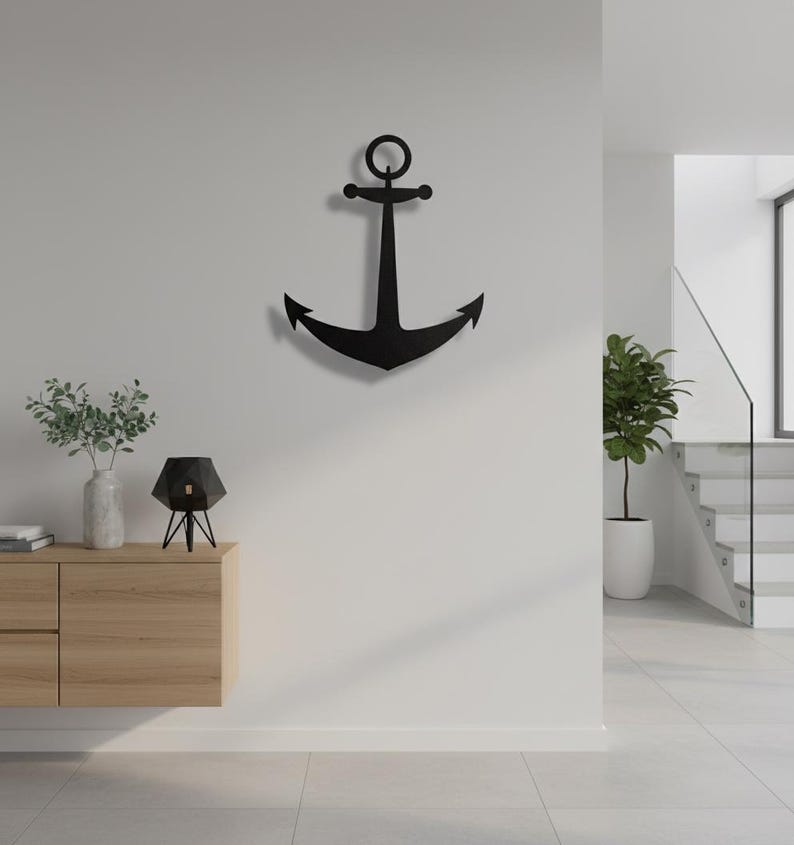 Nautical Anchor Metal Wall Decor | Ship Anchor Wall Art | Marine Coastal Home Decor | Sailor Gift | Modern Beach House Decoration image 14