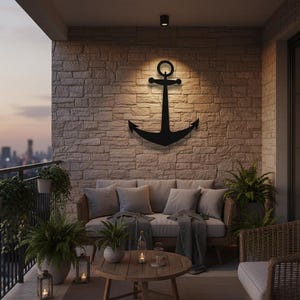 Nautical Anchor Metal Wall Decor | Ship Anchor Wall Art | Marine Coastal Home Decor | Sailor Gift | Modern Beach House Decoration image 3