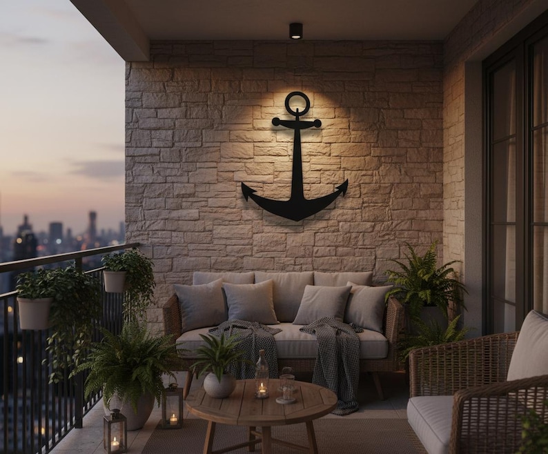 Nautical Anchor Metal Wall Decor | Ship Anchor Wall Art | Marine Coastal Home Decor | Sailor Gift | Modern Beach House Decoration image 3