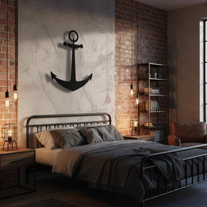 Nautical Anchor Metal Wall Decor | Ship Anchor Wall Art | Marine Coastal Home Decor | Sailor Gift | Modern Beach House Decoration image 6