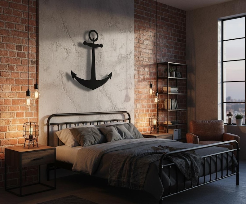 Nautical Anchor Metal Wall Decor | Ship Anchor Wall Art | Marine Coastal Home Decor | Sailor Gift | Modern Beach House Decoration image 6
