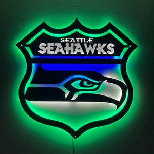 “Seattle Seahawks” LED-Metallschild - Spielzimmer Wandkunst, Football Dekor Bild 1