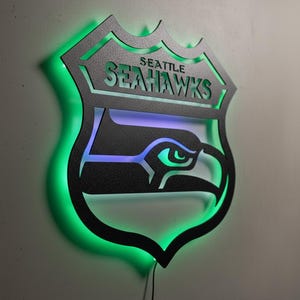 “Seattle Seahawks” LED-Metallschild - Spielzimmer Wandkunst, Football Dekor Bild 15