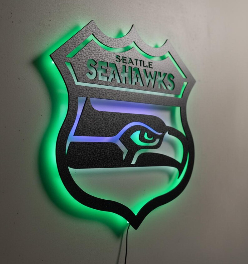 “Seattle Seahawks” LED-Metallschild - Spielzimmer Wandkunst, Football Dekor Bild 15