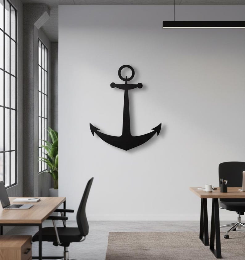 Nautical Anchor Metal Wall Decor | Ship Anchor Wall Art | Marine Coastal Home Decor | Sailor Gift | Modern Beach House Decoration image 10