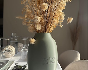 Vase Lyra - Cadeau Personnalisé Gravé (Mariage, Anniversaire) - Vase pour Fleurs Séchées ou Naturelles  - Fabriqué en France