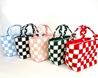 Bolso de mano ligero a cuadros JOZAI Tatami-beri / Patrón de cuadros Ichimatsu tradicional japonés / Duradero y ligero