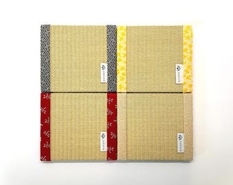 Juego de 4 posavasos japoneses en miniatura de tatami / Hechos a mano por Tatami Artisan