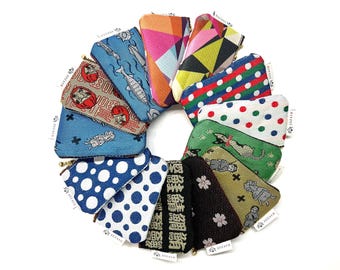 Monedero Tatami-Beri con cremallera / Bolsa de tela japonesa / Listo para regalar con envoltorio washi y mizuhiki