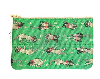 Bolsa con diseño de gato JOZAI Tatami-beri, tamaño M: tela tejida japonesa