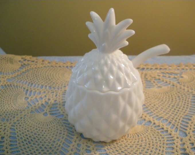 Vintage Imperial Milk Glass Pineapple Jar Etsy