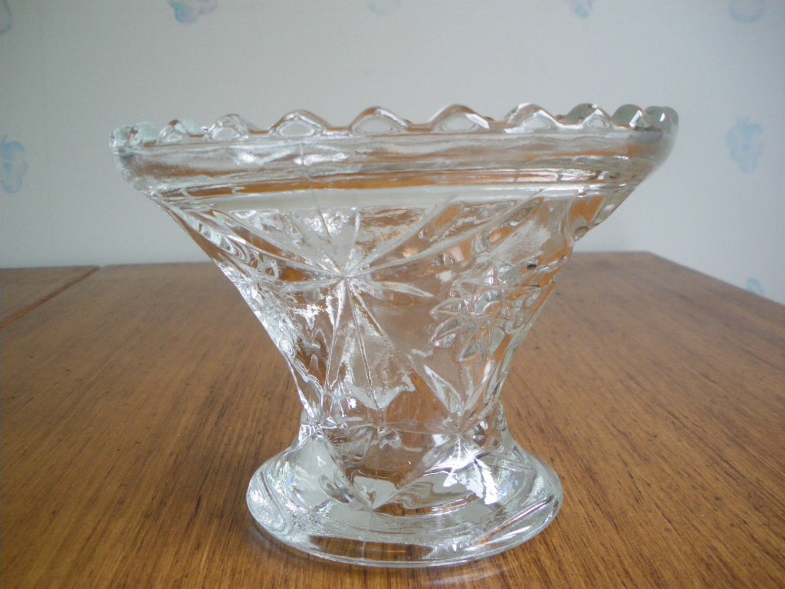 Early American Prescut Glass Vase Bowl Etsy