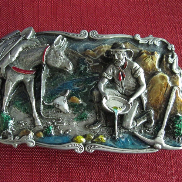 Vintage Panning for Gold Belt Buckle Siskiyou & Arroyo Grande Buckle Co.