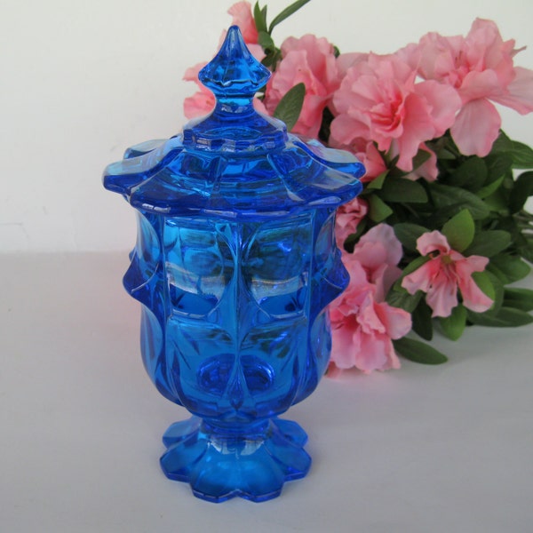 Fenton Colonial Blue Valencia Cigarette Holder Candy Dish