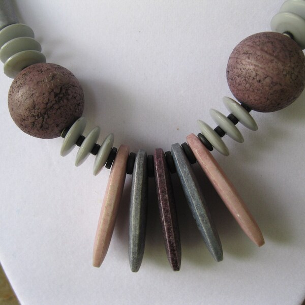 Grey and Brown Stone Necklace Vintage