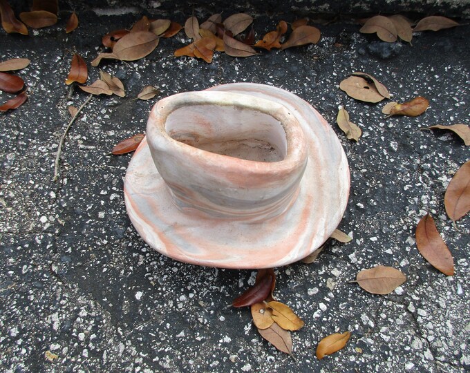 Comanche Pottery Cowboy Hat Planter Swirl Design. Vintage Etsy