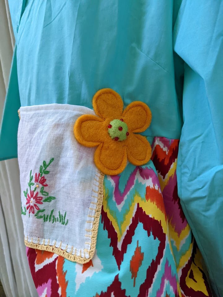 Upcycled Fun Colorful Happy Women's Ladies Aqua Patchwork Tunic Shirt ...