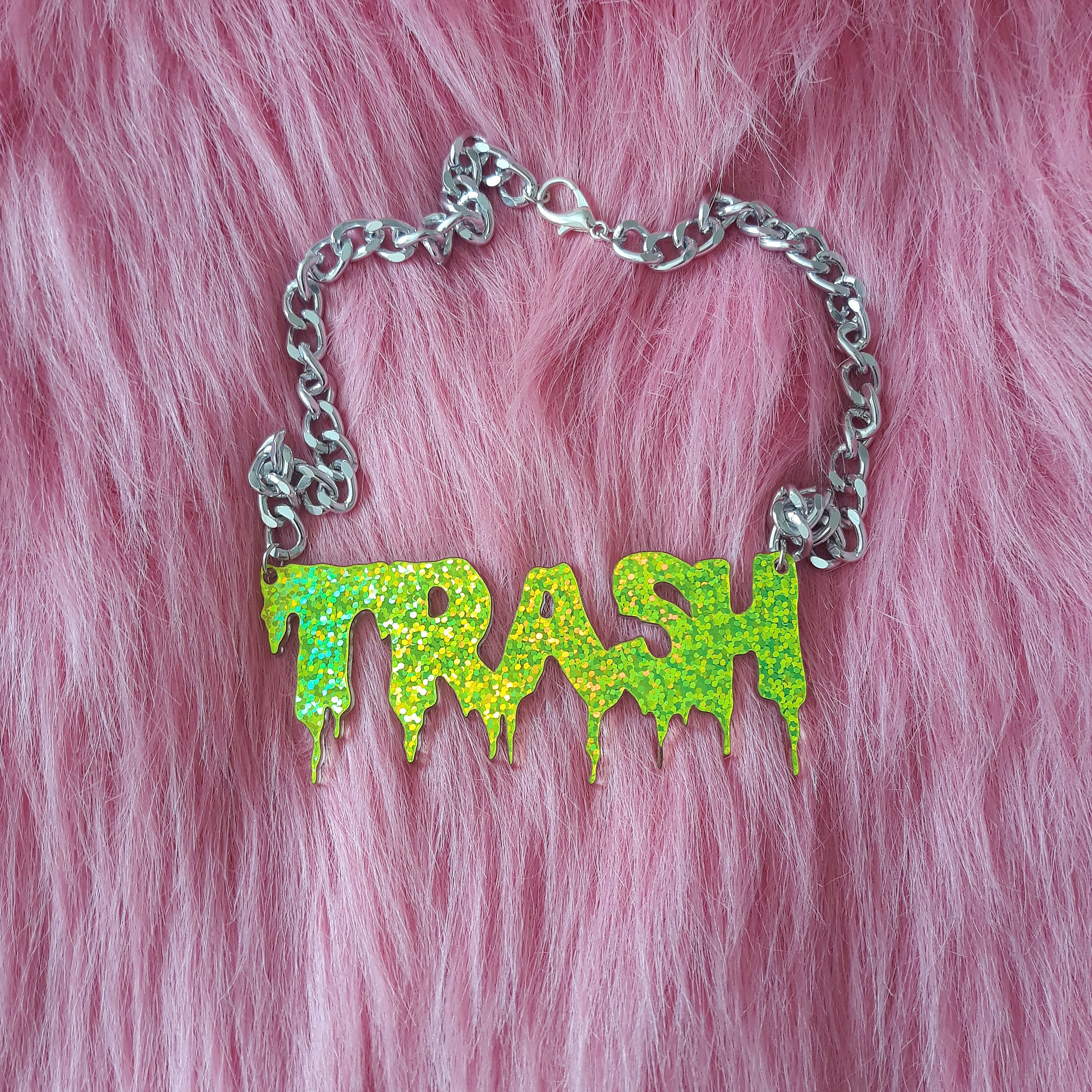 Glittery Lime Green Drippy TRASH 