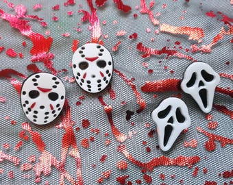 Laser Cut Acrylic Horror Icon Stud Earrings with Hypoallergenic Earring Posts