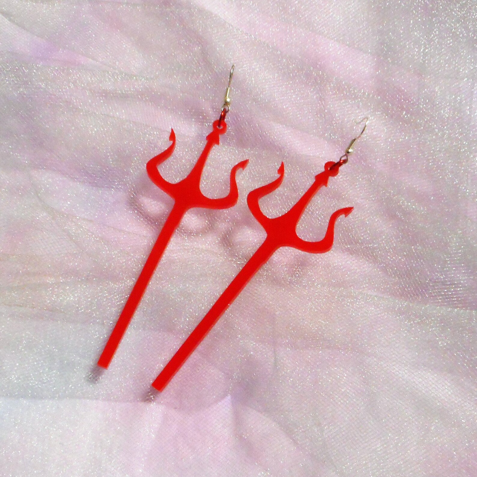 Satan Pitchfork Acrylic Earrings with Silver Hypoallergenic Etsy