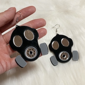 Black and White Horror Scream Mask Earrings with Silver Hypoallergenic Earring Hooks, Acrylic laser cut jewelry