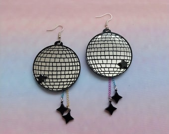 Disco Ball Star Earrings | Y2K Statement Dangle Earrings