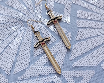 Multi-color Witchy Medieval Sword Earrings with Hypoallergenic Hooks