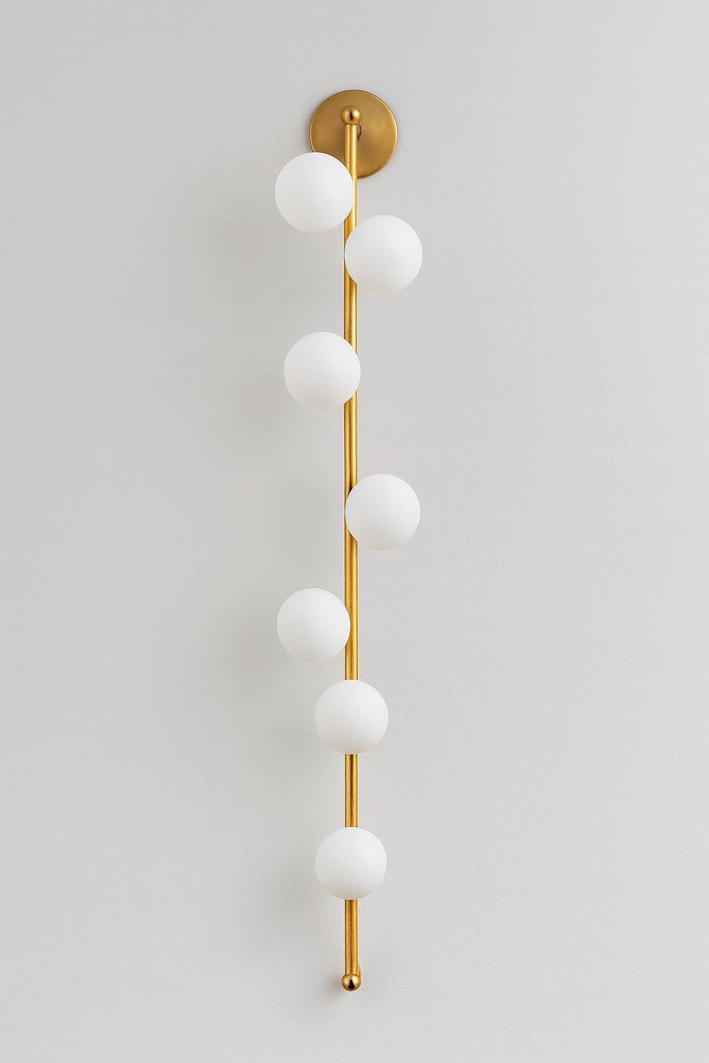 Mid Century Modern Brass Globe Wall Sconce 5 Light Vertical Lamp