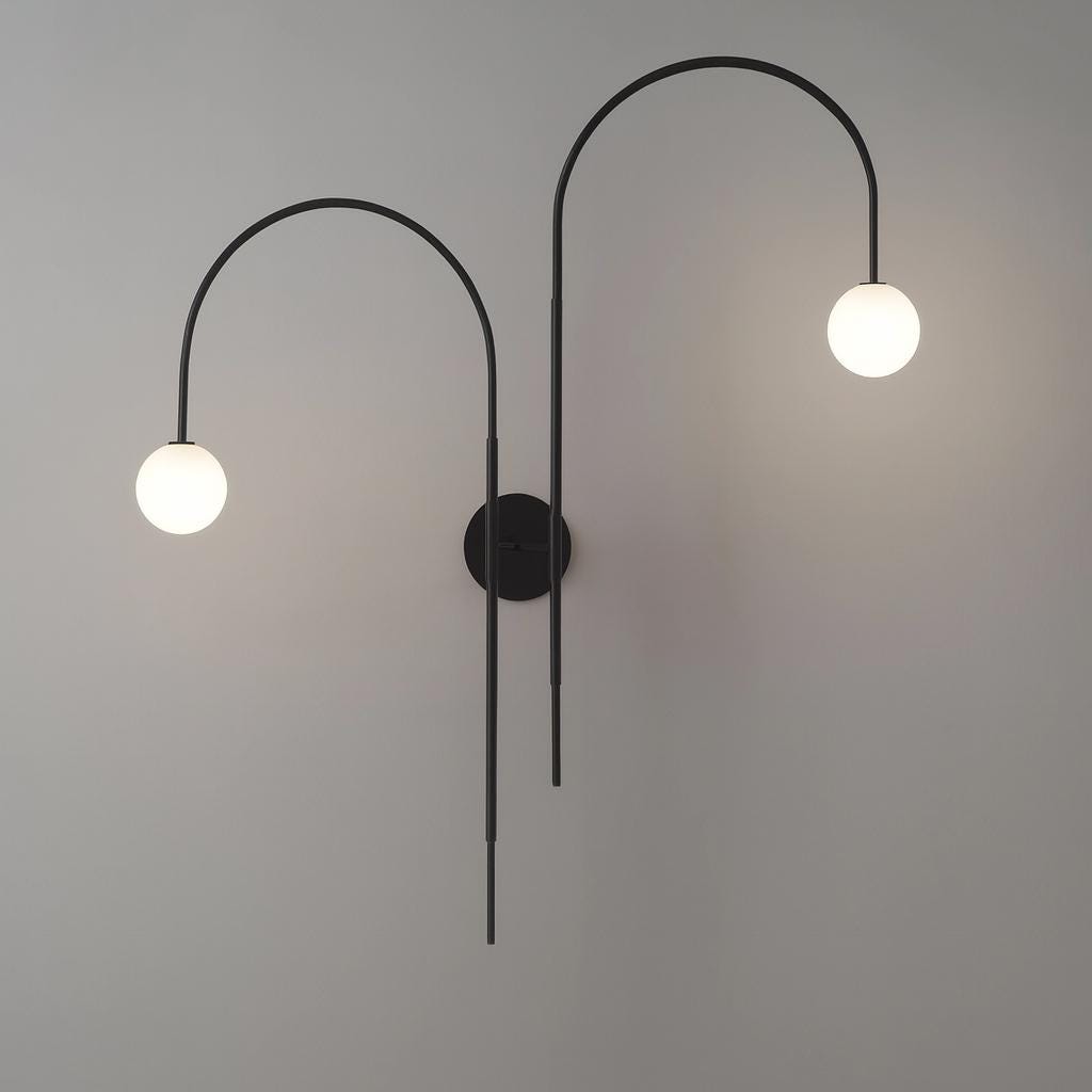 Mid Century Modern Brass Double Swing Arm Adjustable Globe Wall Sconce Lamp